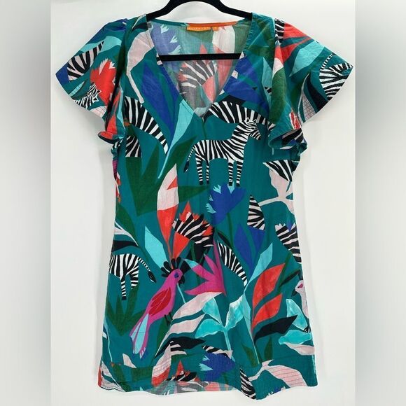 Oliphant Multicolor Zebra Print Mini Dress Size Small - Picture 1 of 8